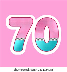 cute figure, number for children's birthday, holiday in the style lol doll. polka dot pattern and stripes vector illustration