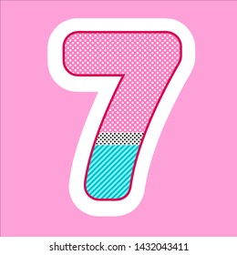 cute figure, number for children's birthday, holiday in the style lol doll. polka dot pattern and stripes vector illustration