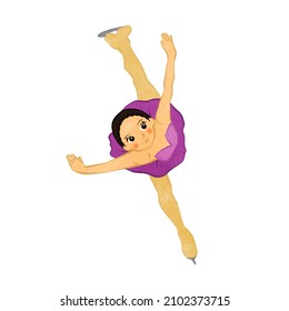 Cute figure skating girl doing camel technique 