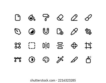 Cute File Editor Outline Icon Set With Graphic Design Related Line Icons