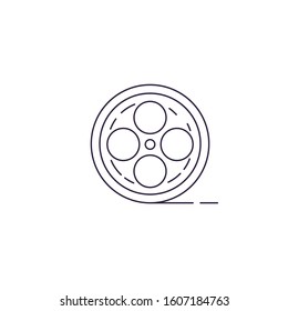 cute film reel icon with shadow. concept of filmmaking, documentary, photograph, cinematograph . isolated on white  background. trendy modern logo design vector illustration
