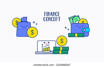 Cute Finance Concept with Line Vector