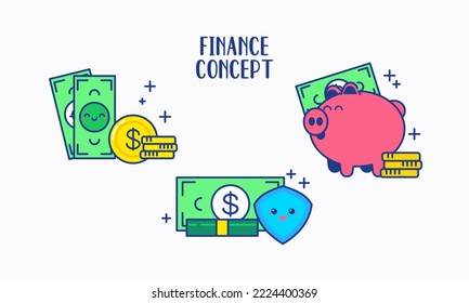 Cute Finance Concept with Line Vector
