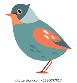 Cute finch with blue feathers over white