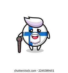 cute finland flag badge grandpa is holding a stick , cute style design for t shirt, sticker, logo element