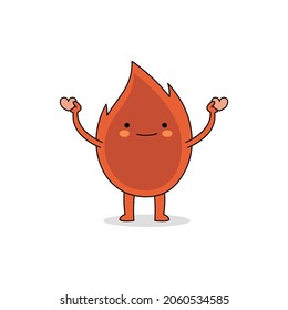 Cute fire cartoon character spreading love