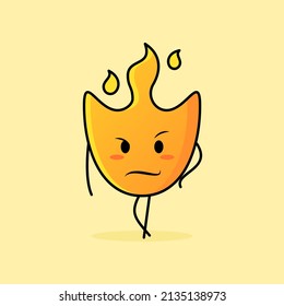 cute fire cartoon with cool expression. suitable for logos, icons, symbols or mascots
