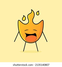 cute fire cartoon with crying expression and mouth open. suitable for logos, icons, symbols or mascots