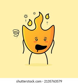 cute fire cartoon with drunk expression. suitable for logos, icons, symbols or mascots