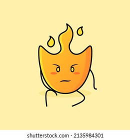cute fire cartoon with intimidation expression and sit down. suitable for logos, icons, symbols or mascots