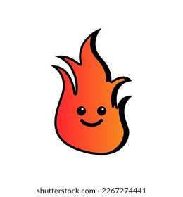 Cute fire character icons vector illustration