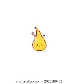 Cute fire character illustration smile happy mascot logo kids play toys template