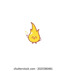 Cute fire character illustration smile happy mascot logo kids play toys template
