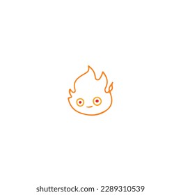 cute fire character illustration vector
