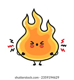 Cute Fire character. Vector hand drawn cartoon kawaii character illustration icon. Isolated on white background. Angry cute Fire character concept