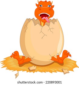 Cute Fire Dragon Cartoon Hatching