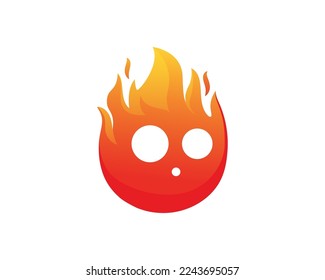 Cute fire flame character with abstract expression. Simple Mascot design