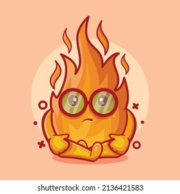 Cute Fire Flame Character Mascot With Sad Expression Isolated Cartoon In Flat Style Design 