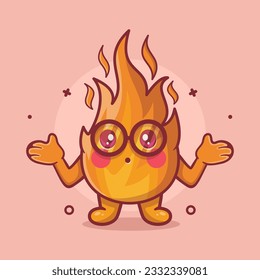 cute fire flame character mascot with confused gesture isolated cartoon in flat style design 