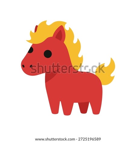 Cute fire horse head bust side profile with red face and yellow flame mane sticker.
