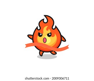 cute fire illustration is reaching the finish , cute style design for t shirt, sticker, logo element