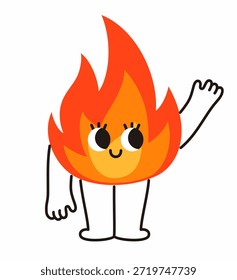 Personaje lindo de la mascota del fuego. Ilustración vectorial plana.