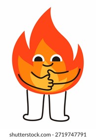 Personaje lindo de la mascota del fuego. Ilustración vectorial plana.