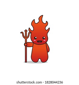 Cute fire mascot character illustration. Design isolated on white background.