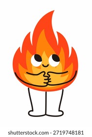 Personaje lindo de la mascota del fuego en un fondo blanco. Ilustración vectorial plana.