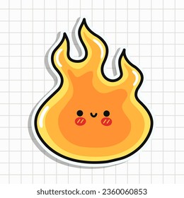 Cute Fire sticker character. Vector hand drawn cartoon kawaii character illustration icon. Happy Fire sticker character concept