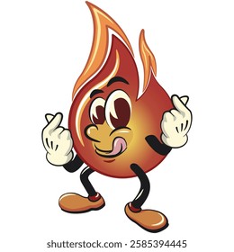 cute fire vektor illustration mascot character giving a sign of love with both hands, work of hand drawn