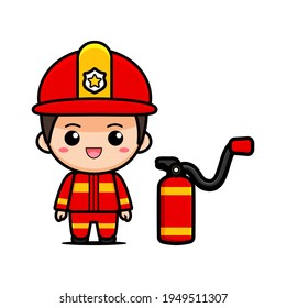 cute firefighter boy vector design