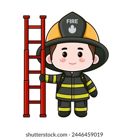 Cute firefighter cartoon design illustration