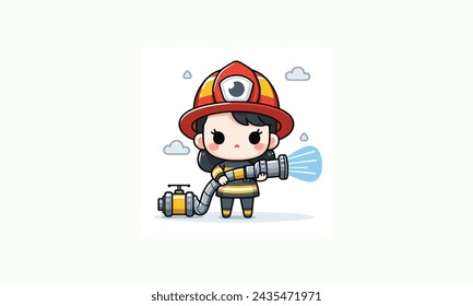 cute firefighter character cartoon design perfect for any eps8