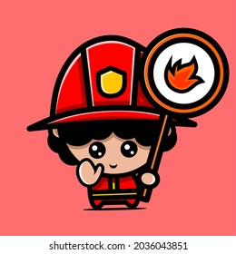 cute firefighter character. chibi designs