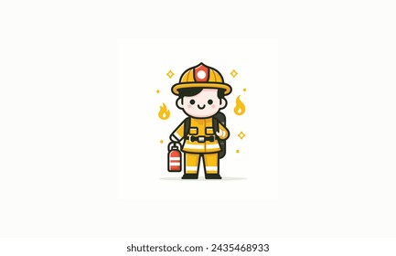 Cute Firefighter Character Vector Design.cartoon perfect for any design eps8