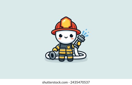 Cute Firefighter Character Vector Design.cartoon illustration chibi eps8