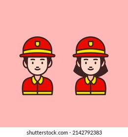 Cute Firefighter - Cute Male And Female Firefighter Character Suitable For Children Book, Design Asset, And Illustration In General