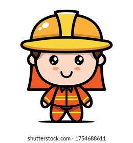 Cute firefighter mascot design illustration