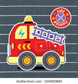 cute firefighter truck cartoon for kids 