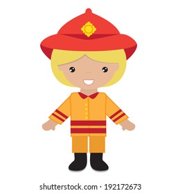 Cute firefighter vector illustration