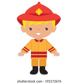 Cute firefighter vector illustration