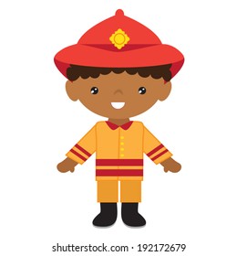 Cute firefighter vector illustration