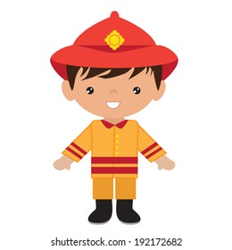 Cute firefighter vector illustration