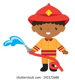 Cute firefighter vector illustration