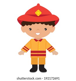 Cute firefighter vector illustration