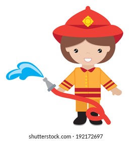 Cute firefighter vector illustration