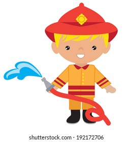 Cute firefighter vector illustration