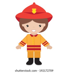 Cute firefighter vector illustration