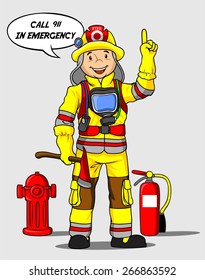 Cute firefighter vector illustration